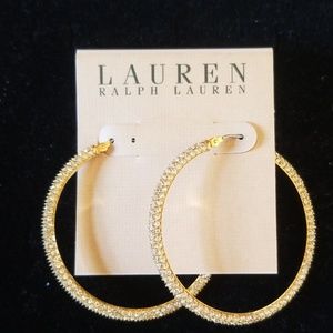 NWT Ralph Lauren Gold CZ Hoops